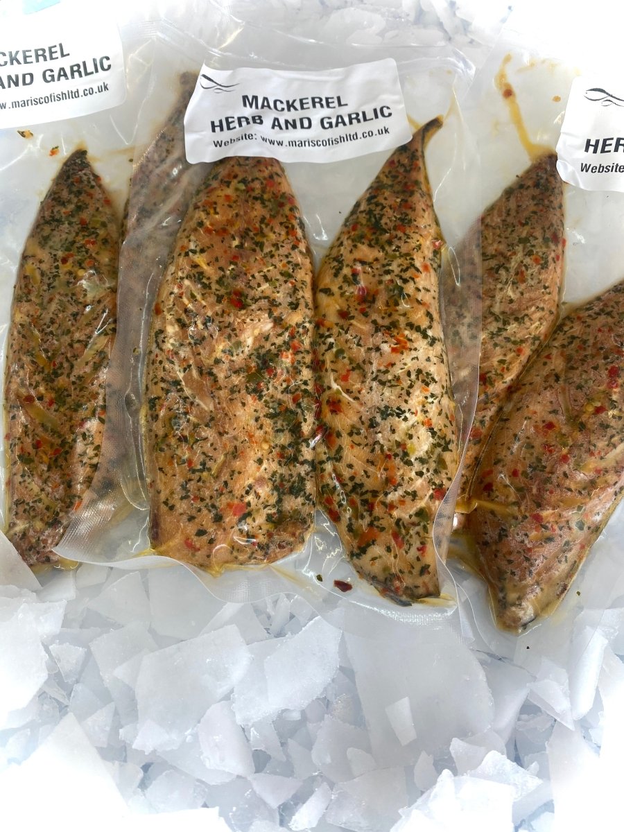 Garlic and Herb Smoked Mackerel Fillets - Marisco Fish Ltd Cornwalls finest seafoodsHot Smoked