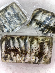 Cornish Sardines marinated in basil